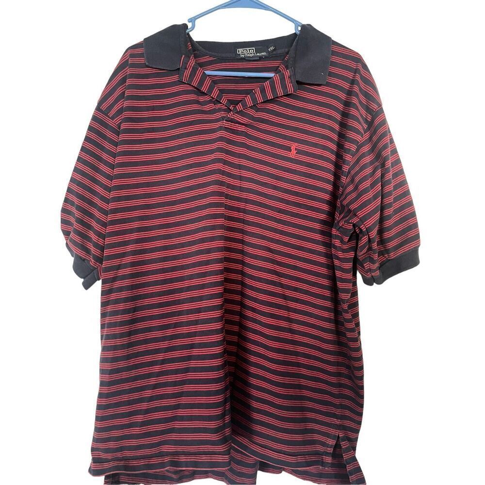Polo Ralph Lauren Mens Black & Red Collared Short Sleeve Polo Shirt Size XXL